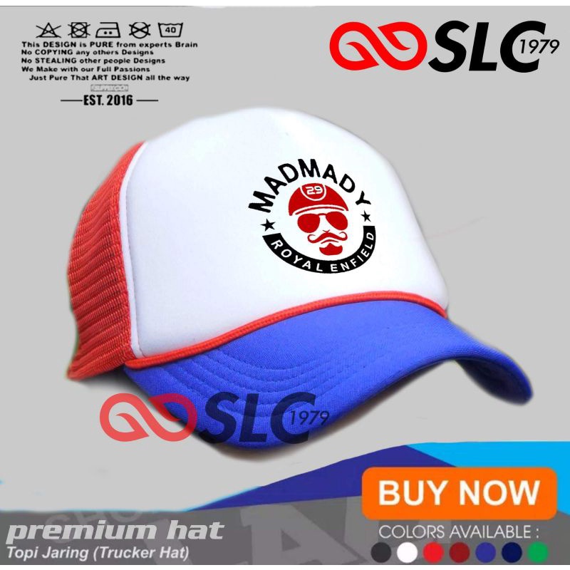 TOPI JARING TRUCKER HAT CAP PREMIUM ROYAL ENFIELD CUSTOM NAMA LOGO SENDIRI