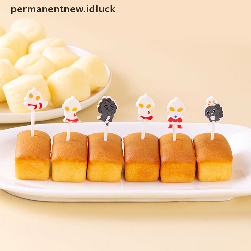 10 / 6 Pcs Garpu Buah / Kue Kecil Bahan Plastik Motif Kartun