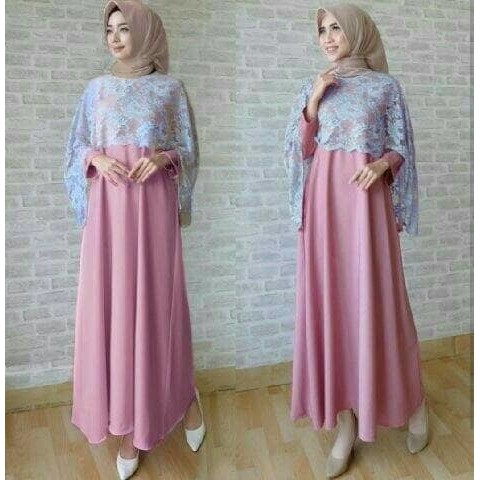 GET IT SOON -  GAMIS PESTA BROKAT / BAJU MUSLIM WANITA / JUBAH GAMIS MODERN - Putih - WORTH
