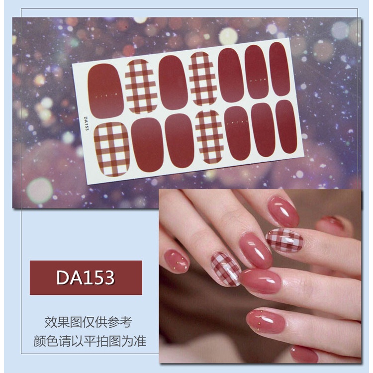 DA 14Pcs/Set Stiker Kuku Desain Bermotif High End Berlian Mutiara Permata Warna-Warni Untuk Tempel Tahan Air Tahan Lama Menicure Stickers Korea Self Adhesive Fashion Sticker kuku Full Aksesoris Dapat Kupas Mudah Digunakan Dan Dilepas Anti Air Nail Art