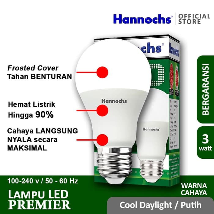 HANNOCHS Lampu LED Premier 3 Watt - Garansi 1 Tahun