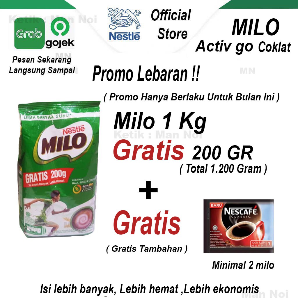 

SUSU Milo Coklat. Activ Go / Milo Actigen Cokelat 1 Kg.Man Noi. TANGERANG. Milo 1Kg