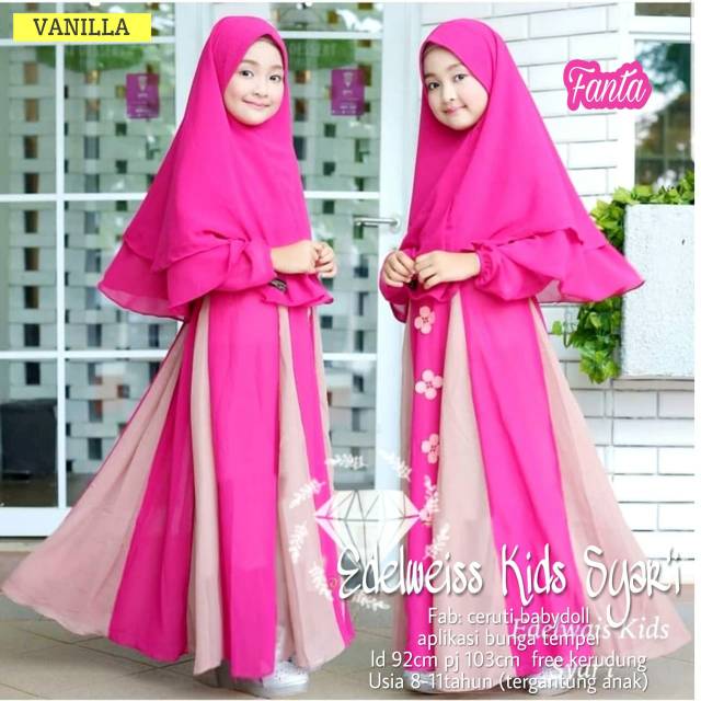 DRESS BABYDOLL EDELWEISS KIDS SYARI BY VANILLA