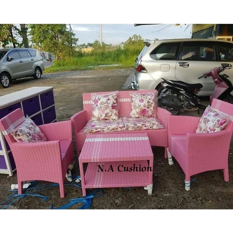 Kursi Tamu minimalis (Kursi Sofa Hawai 2.1.1)-Pink