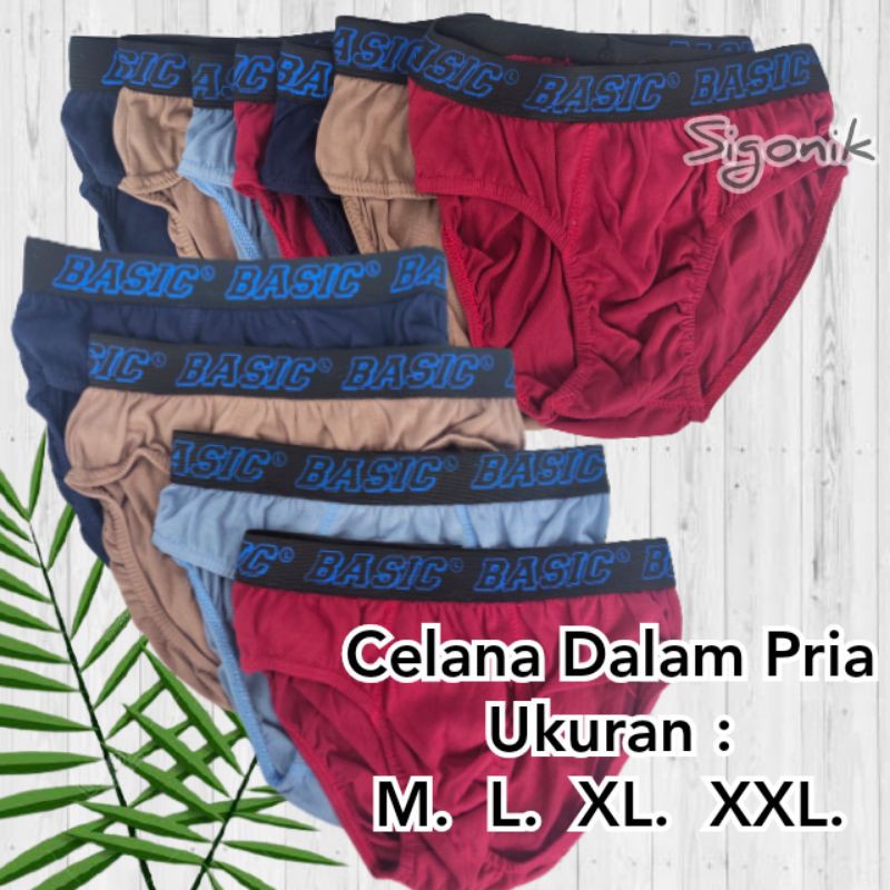 CD Celana Dalam Brief Pria Dewasa Cowok Remaja BSC Basic M. L. XL. XXL. Karet Boxer Katun Polyester Grosir Murah Sigonik