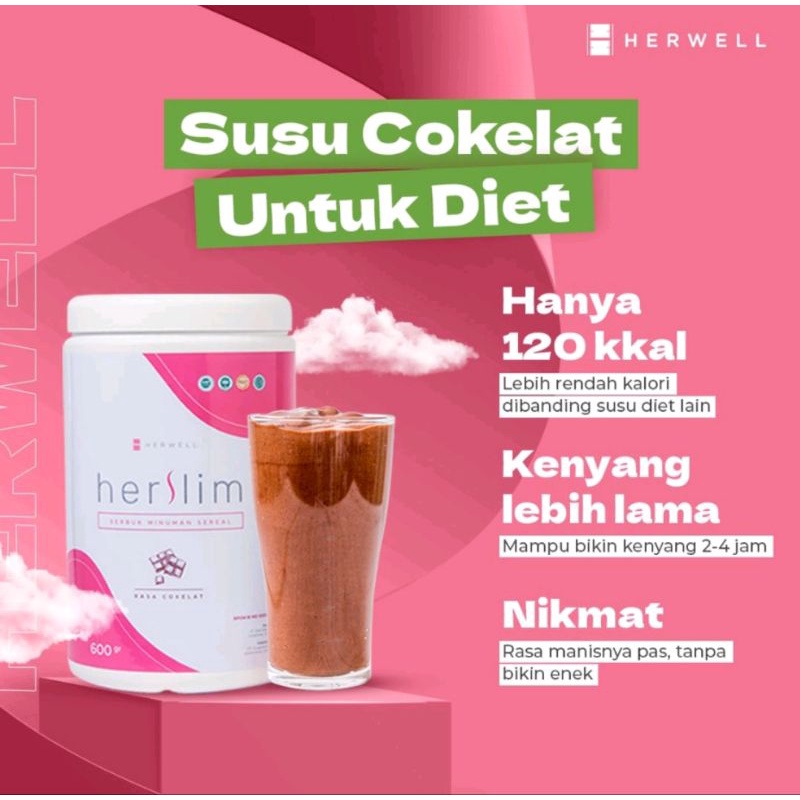HERSLIM by Herwell Susu Cereal rasa Coklat | Gratis Shaker min 2 item