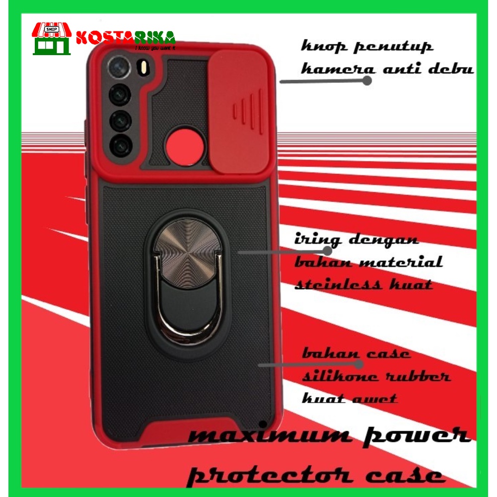 Casing Silikon Redmi Note 8 Armor i-ring Dan Penutup Slide Kamera