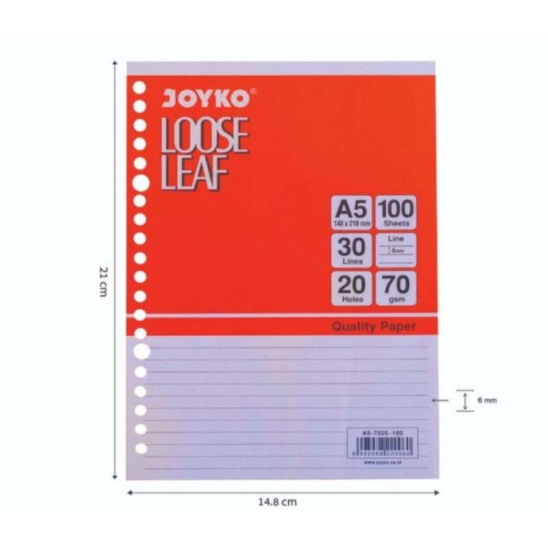 

LOOSE LEAF JOYKO A5 7020-100 LEMBAR