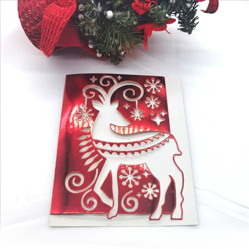 Cetakan Stensil Cutting Dies Motif Rusa Natal Bahan Metal Untuk Scrapbook / Craft DIY / Embossing