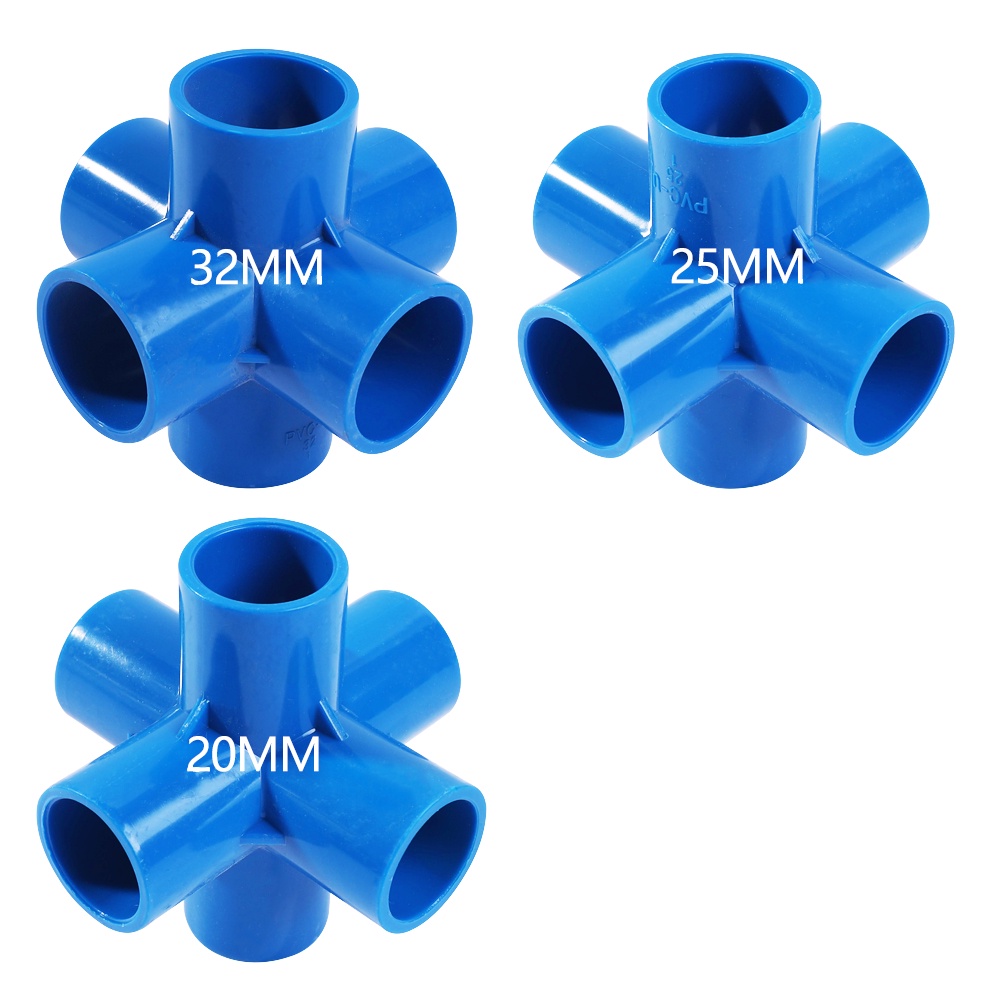 20-50mm Konektor Pipa PVC Biru / Tabung Air Irigasi Siku T Alat DIY