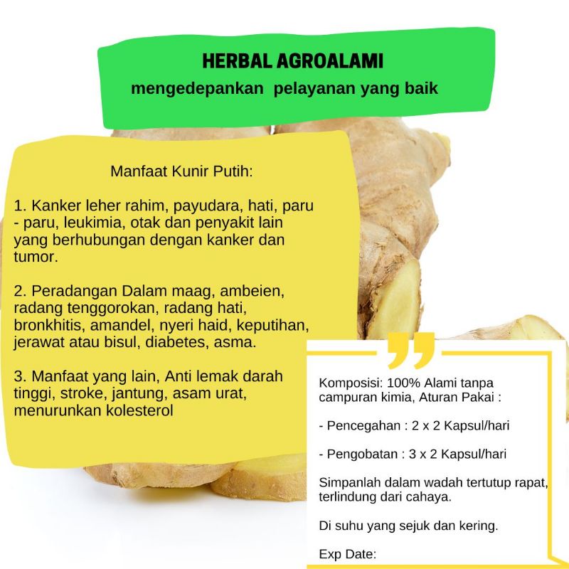 Kapsul Kunir Putih/Kunyit PutihDijamin Berkualitas Tinggi,Halal &amp; Higienis(AMAN UNTUK DIKONSUMSI) kapsul herbal kunir putih kunyit putih