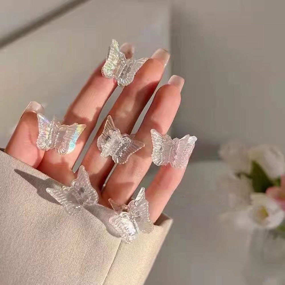 10pcs Jepit Rambut Bentuk Kupu-Kupu Transparan Gaya Korea Untuk Wanita