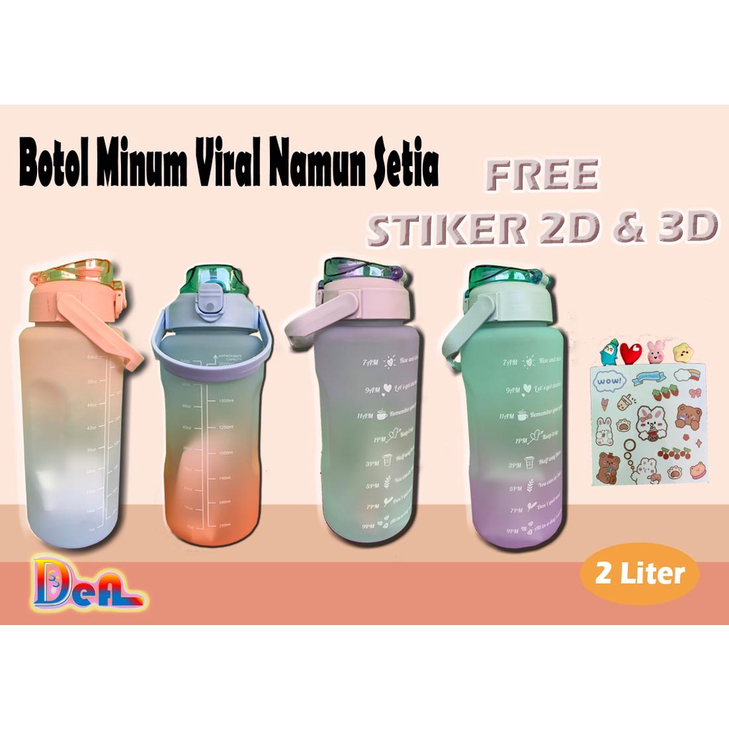 Botol Minum Viral 2 Liter / Botol Minum 2 Liter / Botol Minum 1 Liter /Botol minum anak/ Botol Minum