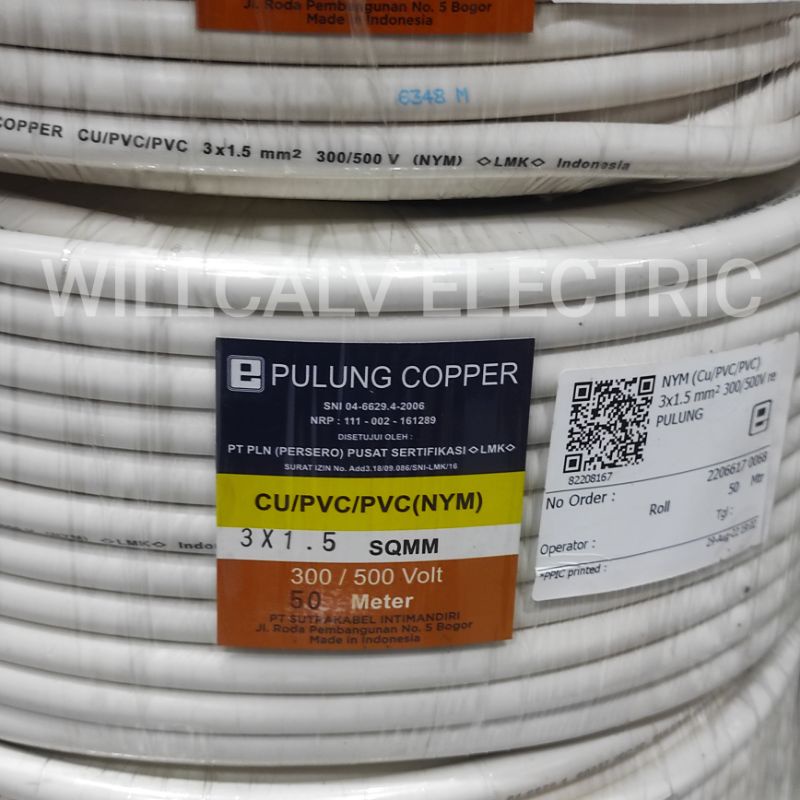 KABEL PULUNG NYM 3X1.5 MM 50 METER  / KABEL PULUNG KAWAT TEMBAGA NYM 3X1.5 MM 50 METER