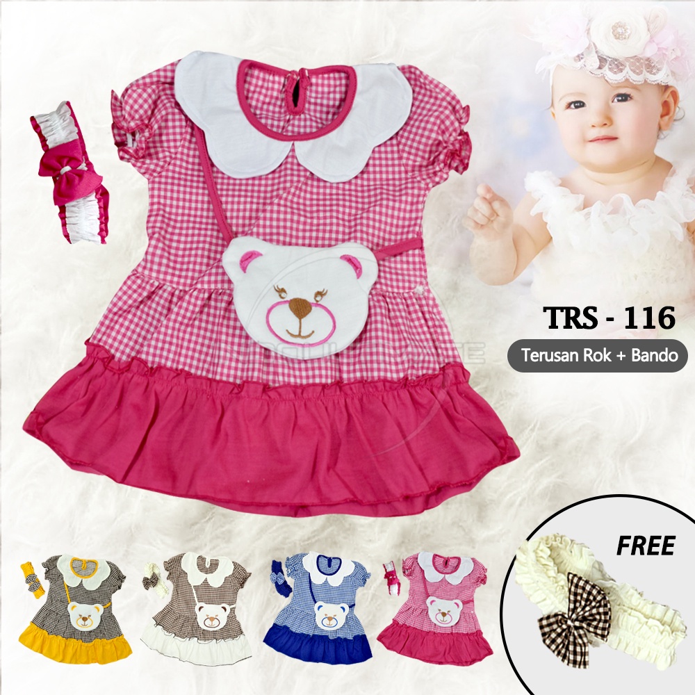 Dress Bayi Motif Animal Lucu (0-9 bulan) Bonus Bandana Baju Bayi Perempuan TRS-116