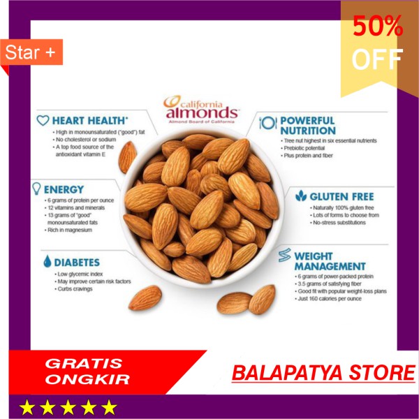 

BEST SELLER !!! Kacang Almond 500gr Natural Raw Almond