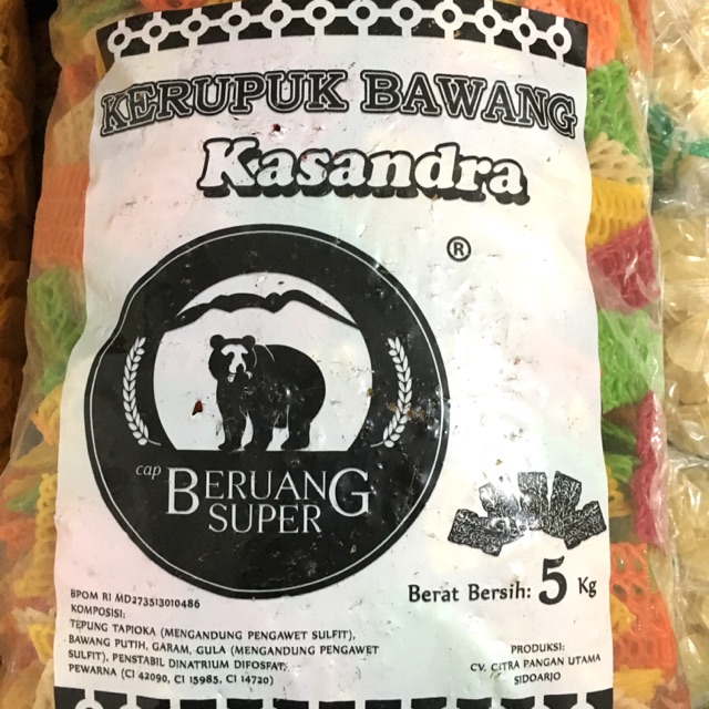 Kerupuk Bawang Kasandra Cap Beruang Super Warna-warni 5kg