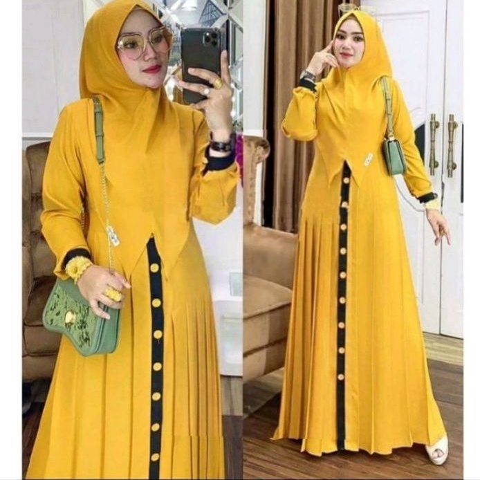 Gamis busui  elisa wanita muslim polos jersey lemonskin elisia dress