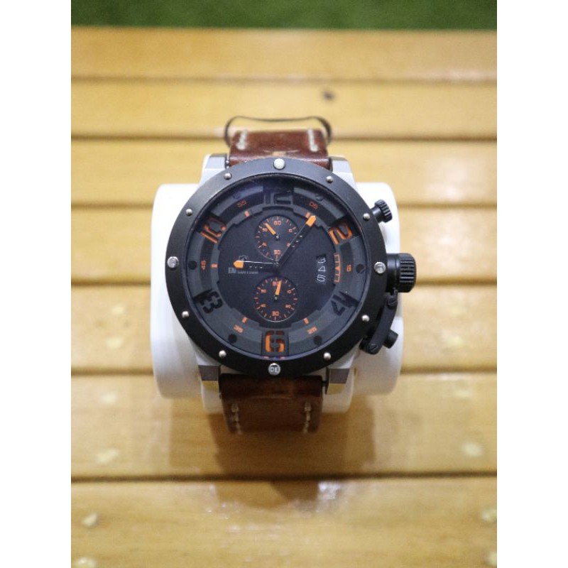 Expedition ori E6381M - jam tangan - Brown Genuine leather strap - second