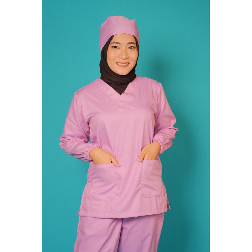 Baju Ok / OKA | Baju Jaga Perawat Dokter Petugas Medis LENGAN KARET PANJANG | Bahan Toyobo | Part II