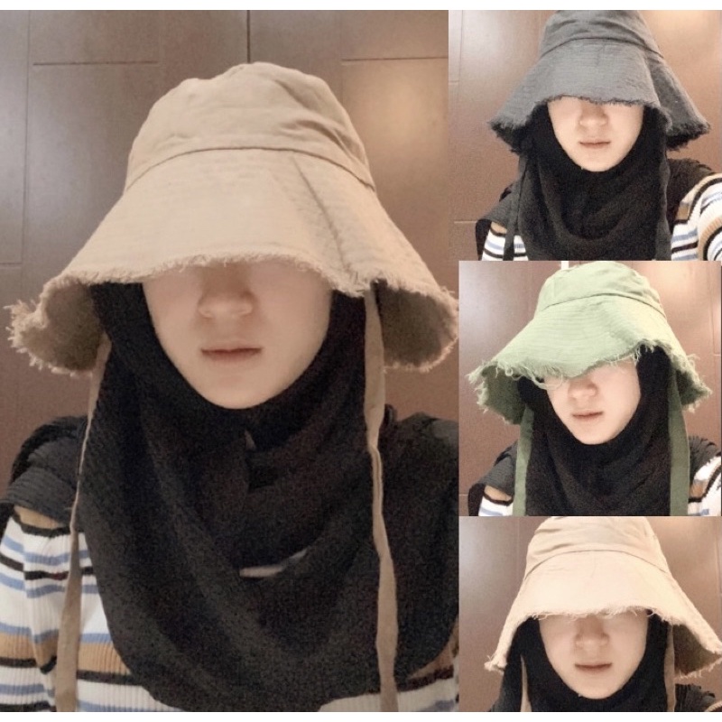 ( COD ) FREE GIFT WIDE BUCKET HAT RAWIS selebgram aksen tali