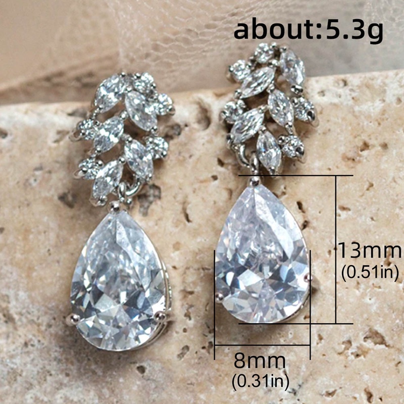 Anting Kristal Cubic Zirconia Model Menjuntai Untuk Wanita