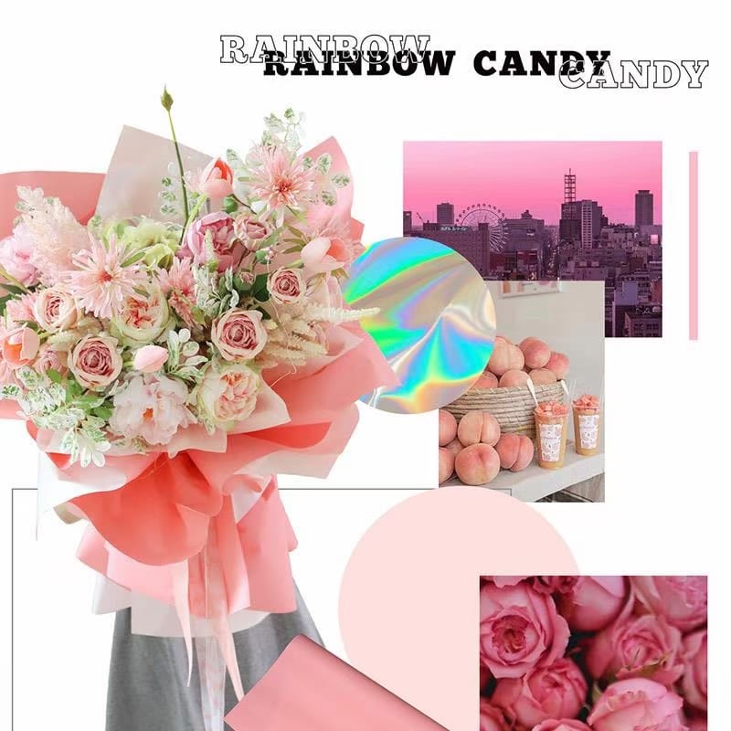 (5 Lembar) 2 Warna Cellophane /Bicolor Cellophane / Glossy Cellophane / Kertas Bunga / Rainbow Cello