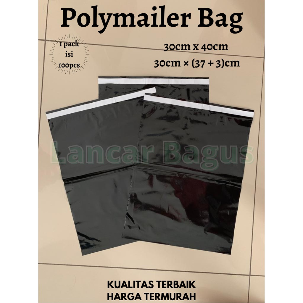 

POLYMAILER HITAM GLOSSY 30x40 Plastik Amplop