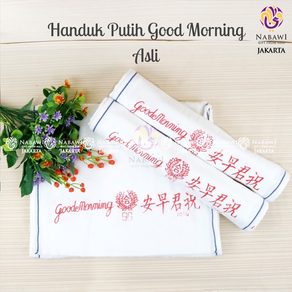 Handuk Good Morning Handuk Biasa / Handuk Original Olahraga Handuk Wajah Perlengkapan Haji dan Umroh Jakarta