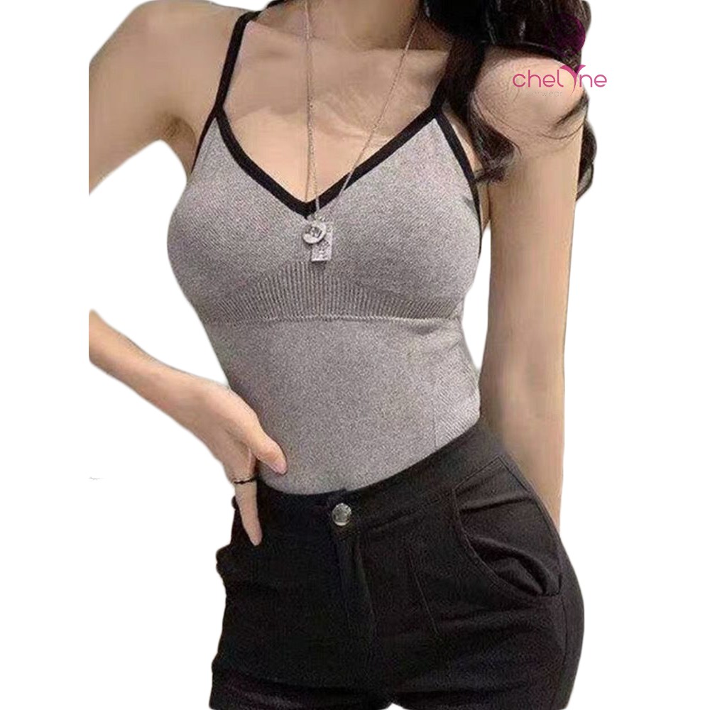 

Chelyne Atasan Daleman Busa T8823 Camisole Bahan Rajut