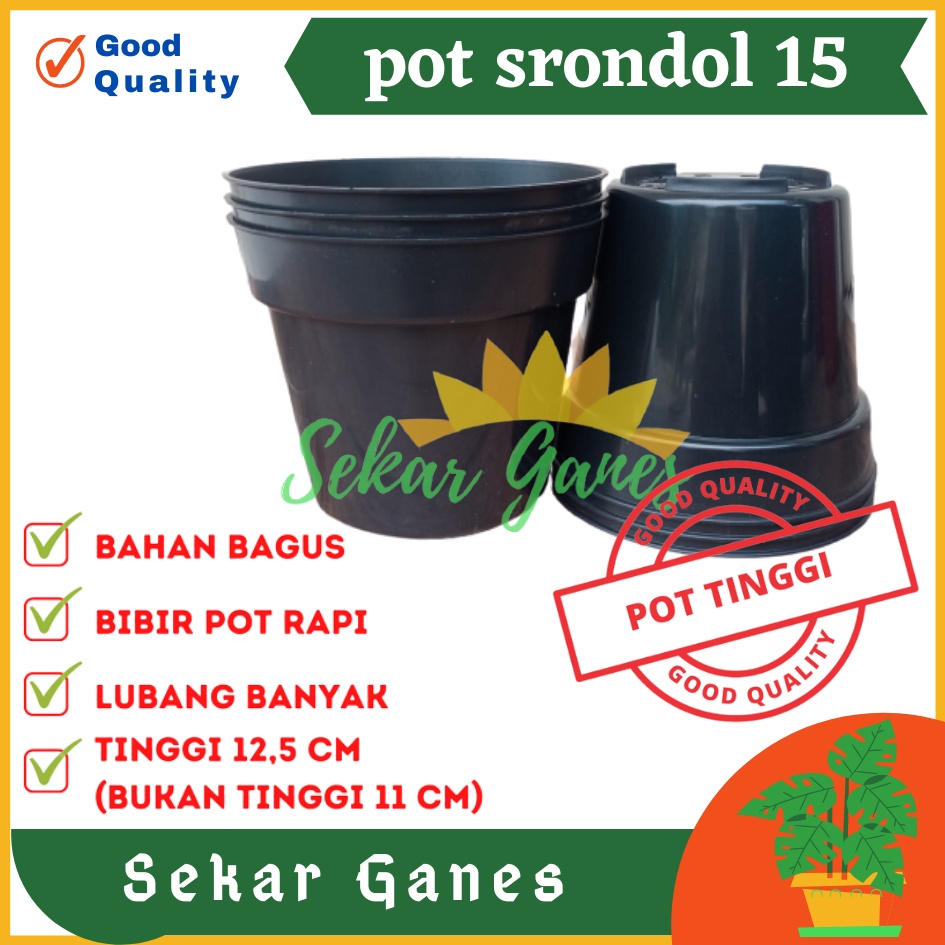 Sekarganes Pot Tinggi Srondol 15 Hitam - Pot Tinggi Usa Eiffel Effiel 18 20 25 Lusinan Pot Tinggi Tirus 15 18 20 30 35 40 50 Cm Paket murah isi 1 lusin pot bunga plastik lusinan pot tanaman Pot Bibit Besar Mini Kecil Pot Srondol 15