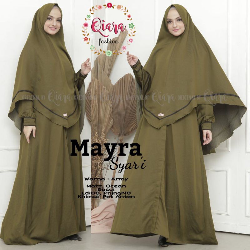 Set Gamis syari polos Mayra original Qiarra hijab