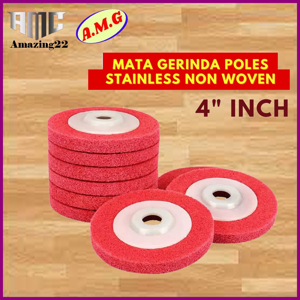 MATA GERINDA POLES 4" INCH | POLES STAINLESS AMPLAS STAINLESS NON WOVEN DISC GERINDA