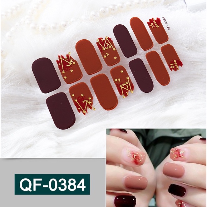 14Pcs / Stiker Kuku / Nail Art Sticker / Stiker kuku motif / Set Stiker Kuku / Stiker Kuku Murah / Nail Art Sticker / Nail Art &amp; Sticker QF Series