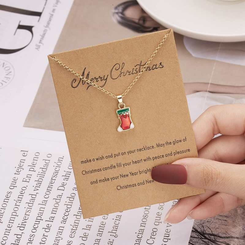 Fancyqube 2022 Kalung Choker Hias Liontin Pohon Natal Santa Claus Snowman Dan Lonceng Untuk Dekorasi