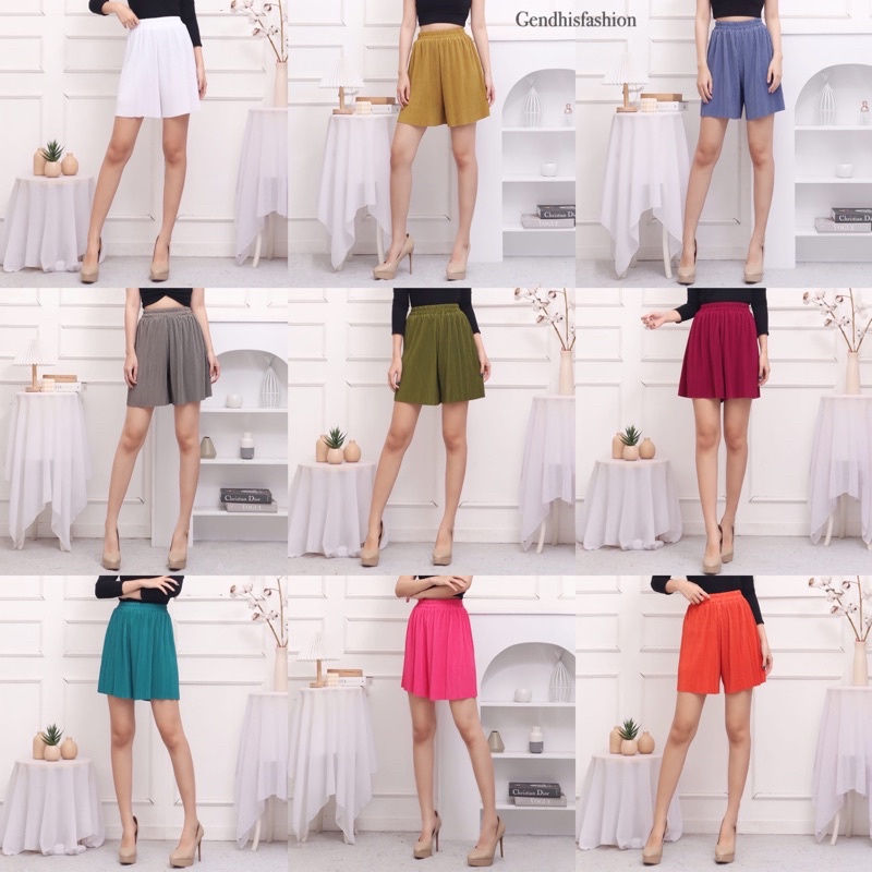 Hotpants Plisket- Celana Pendek Lidi Plisket Premium Allsize