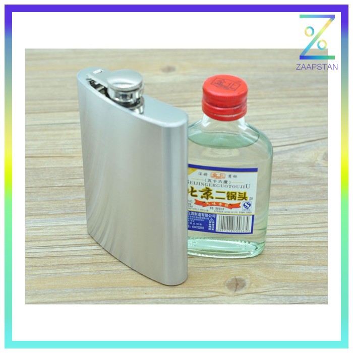 Botol Minum Wine Flask Bentuk Kotak 8oz - MS351 - Silver