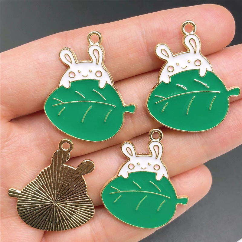 4pcs Liontin Enamel Bentuk Hewan Kelinci Bahan Alloy Untuk Membuat Perhiasan Charms