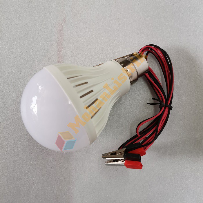 Lampu Led Bulb 12 Watt DC 12V Aki Capit Kabel