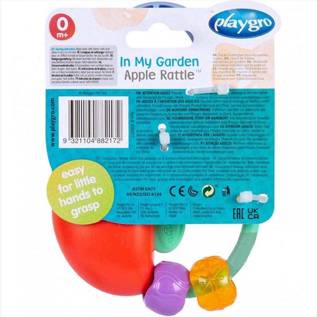 Playgro 128936 In My Garden Apple Rattle Gigitan Bayi