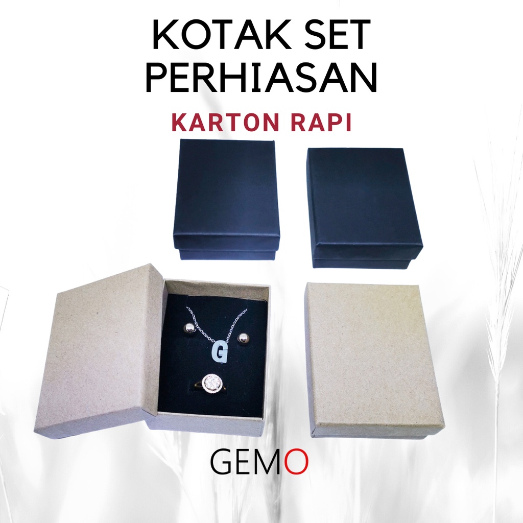 Kotak Set Perhiasan Model Kardus - Box Cincin Tempat Anting Murah  Kalung  Liontin Tempat Jewelry Murah Cocok Untuk Gift / Hadiah, Lamaran, Mahar Pernikahan, Hantaran Tunangan, Seserahan Pernikahan