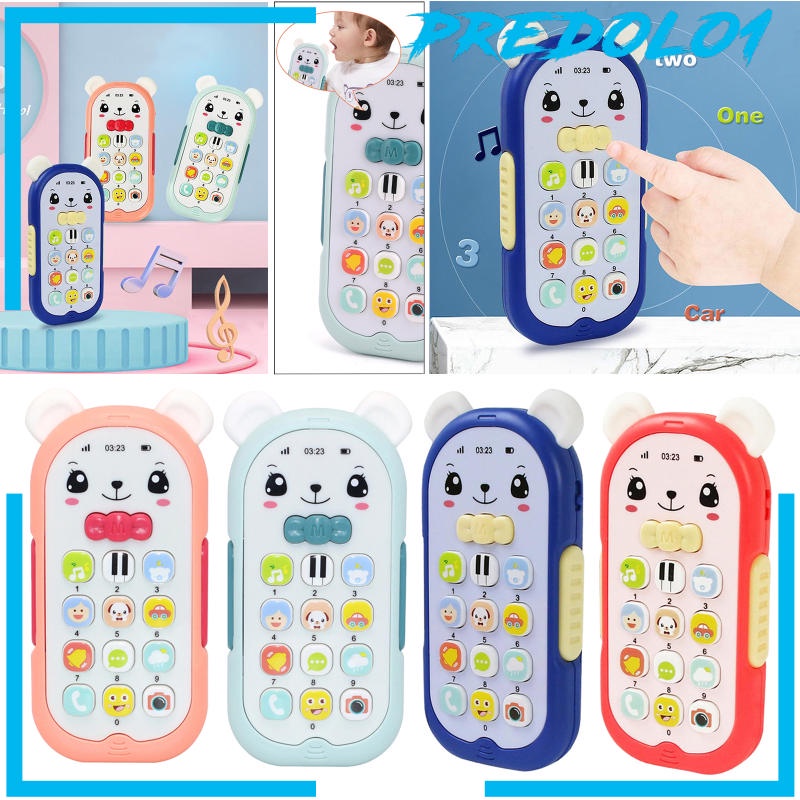 (Predolo1) Mainan Telepon Kartun Elektronik Warna Pink Untuk Hadiah Natal Bayi