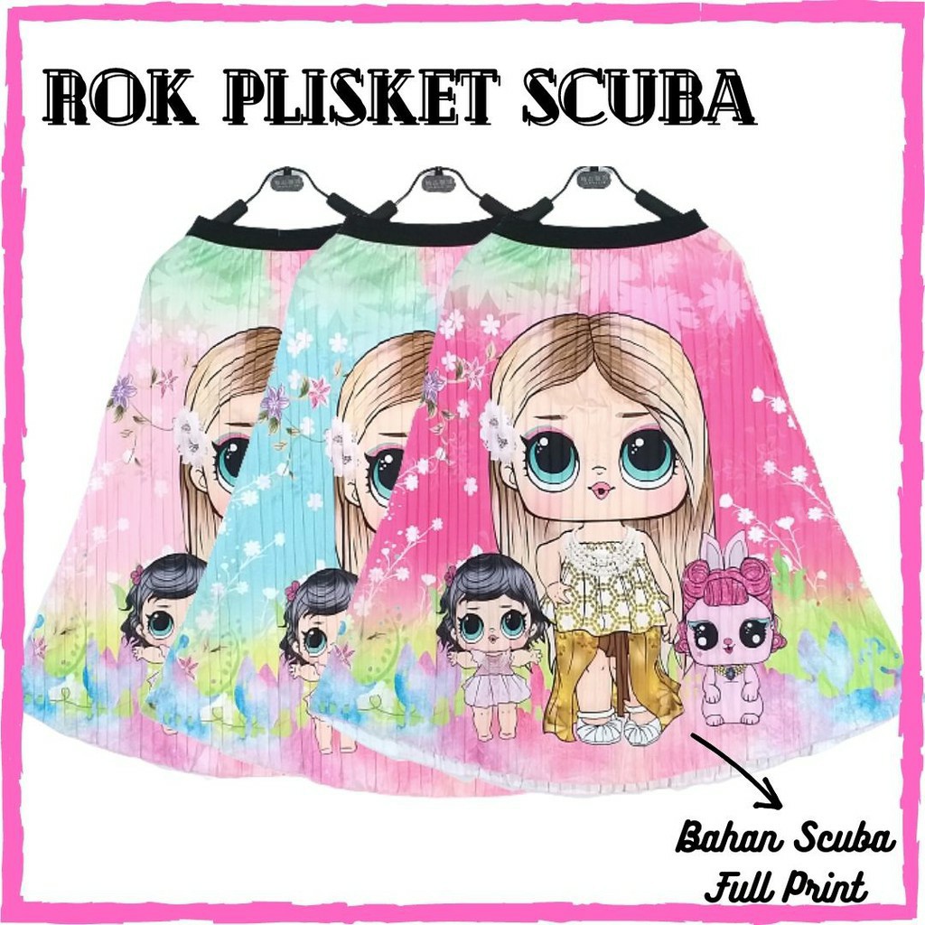 ROK ANAK PEREMPUAN PLISKET SCUBA KARAKTER LOL