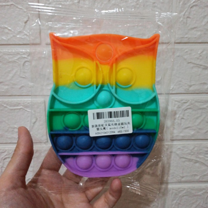 

SALE Popit Owl Burung Hantu, push bubble rainbow MURAH, pop IT Tebal