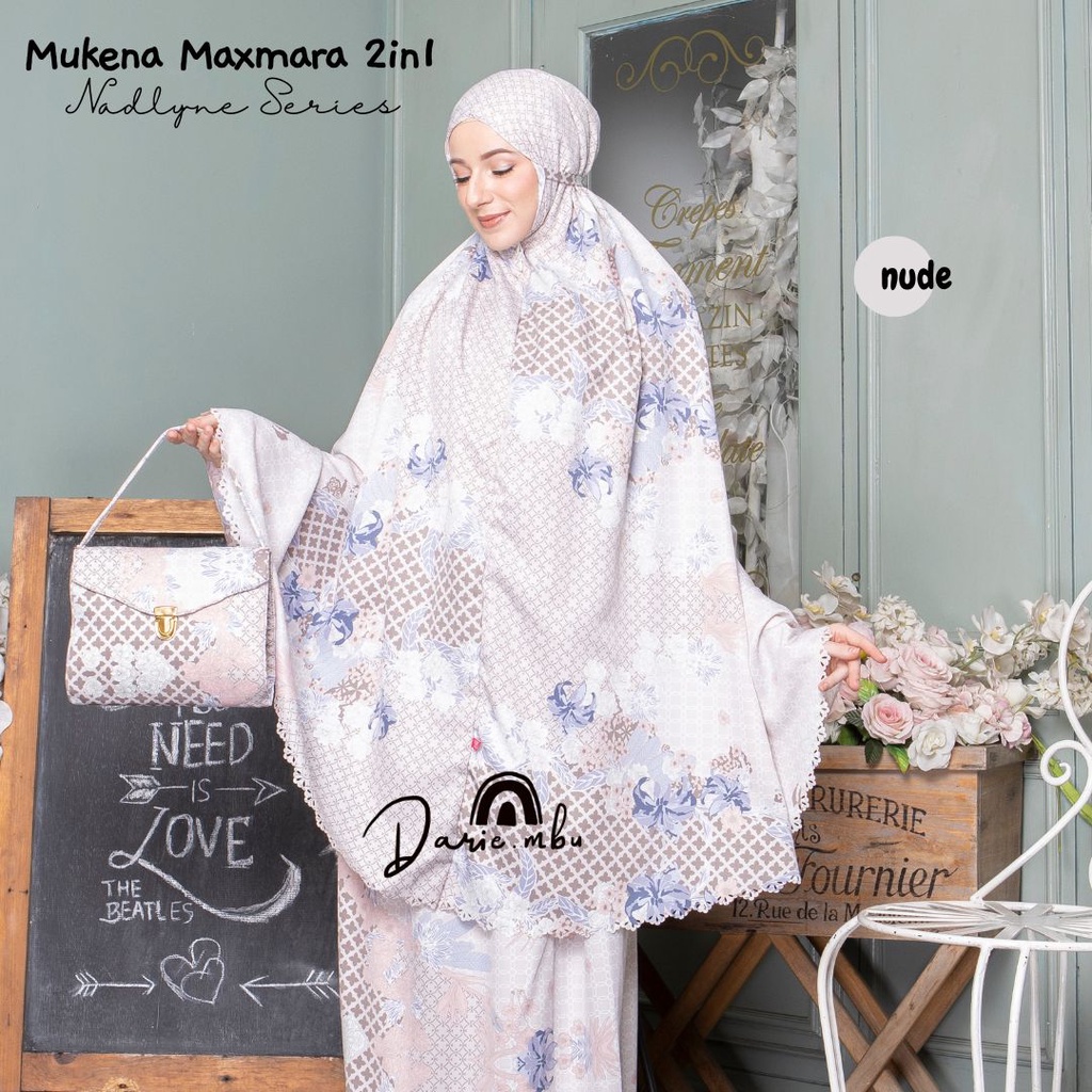 Mukena Dewasa Maxmara Luxury 2in1 Printing Premiun Laser Cut Mewah Tas Sajadah