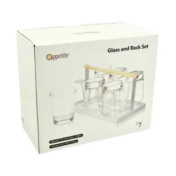 Appetite  Set 7 Pcs, Munford Gelas Kaca Dengan Rak - Putih, informa