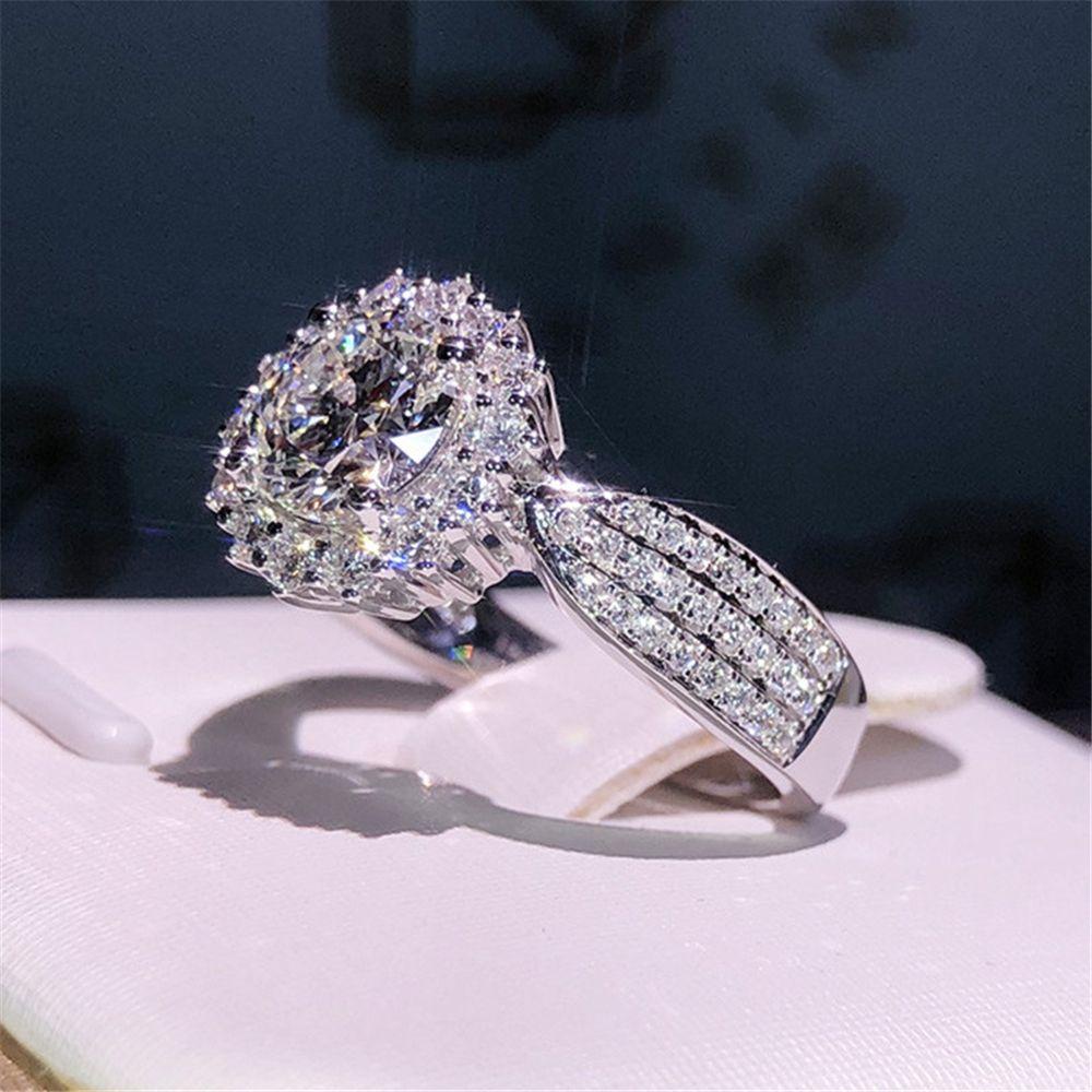 Cincin Berlian Nanas Untuk Wanita Fashion Tunangan Kawin Batu Putih Ring