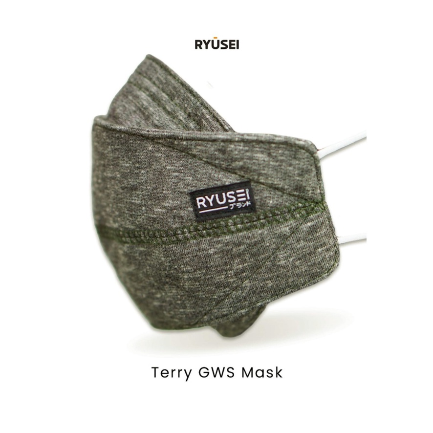 Masker Kain Ryusei Masker Terry GWS 2 Tone Army Green