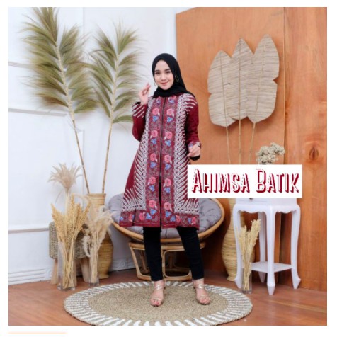 Couple Tunik Zipper Nikita Batik Sarimbit Modern Tunik Casual Kantor Kerja Kondangan Cantik