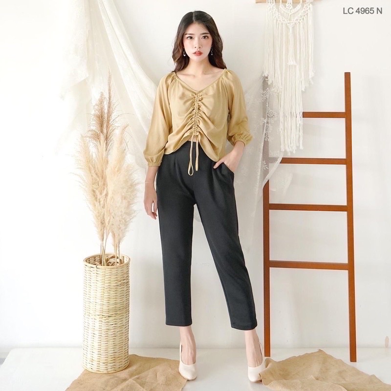 Blouse rayon sabrina tali serut import - Atasan sabrina oversize